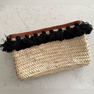 Black Pom Pom Clutch